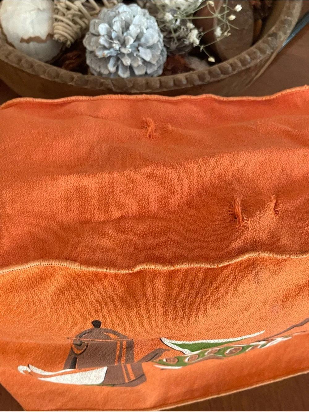 MCM Orange Kitchen Appliance Cover with Green & Brown Graphic